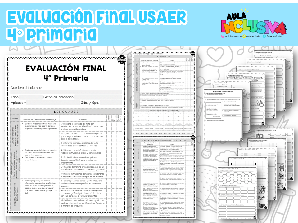 Evaluación Final USAER 4° Primaria