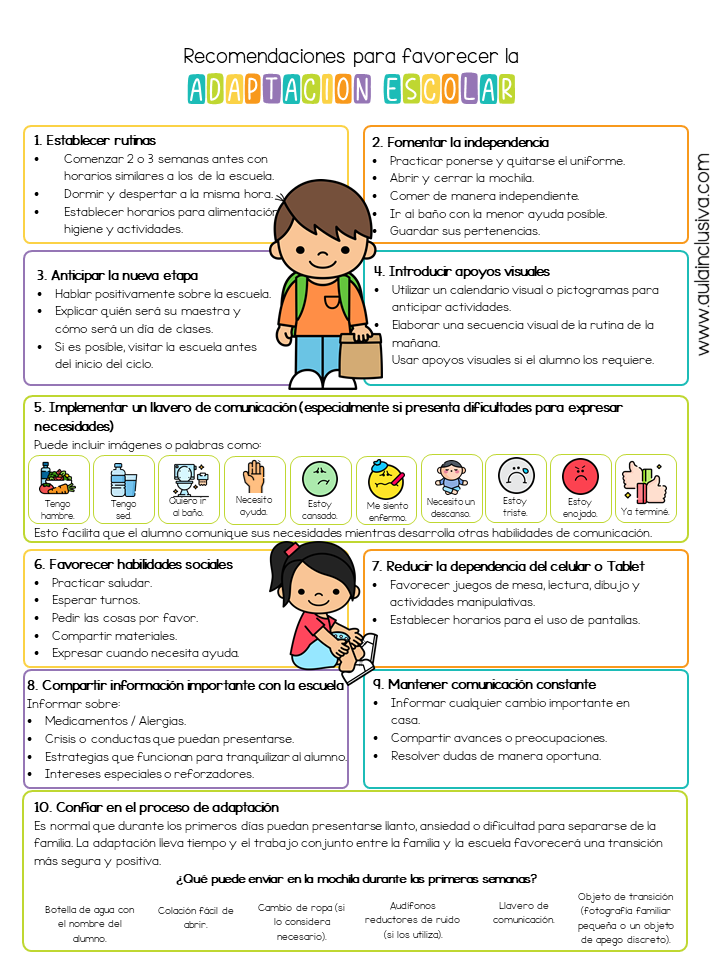 Recomendaciones a familias de Nuevo Ingreso