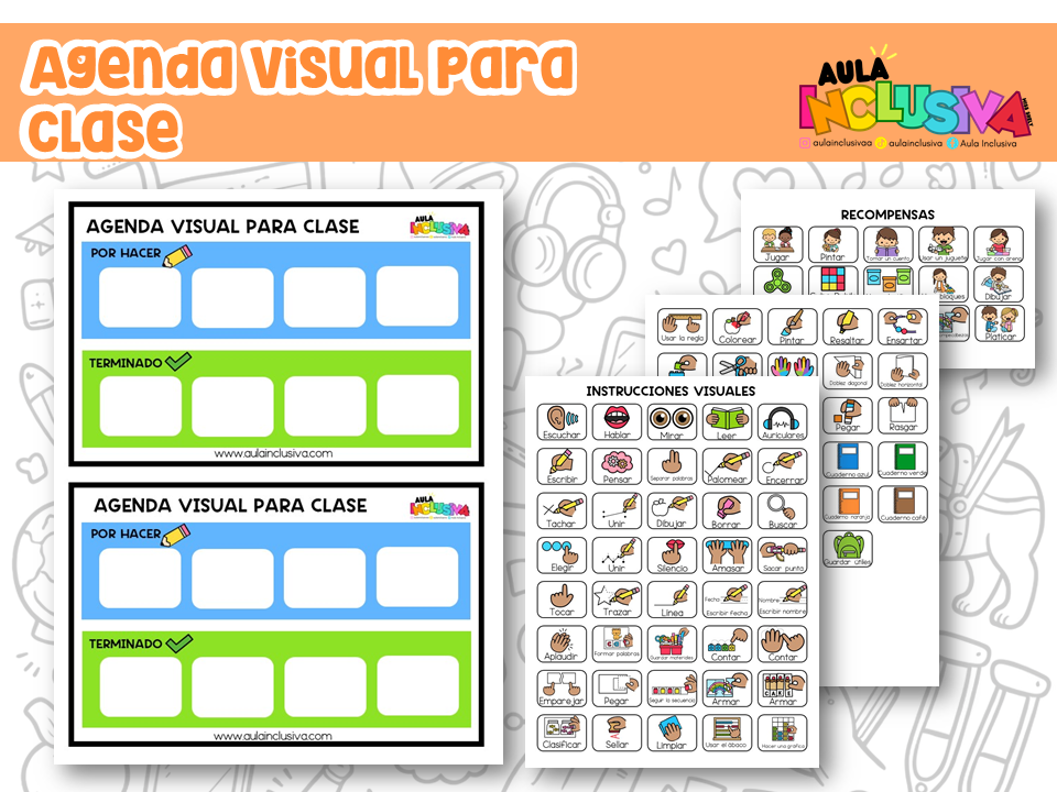 Agenda visual para clase - Instrucciones visuales