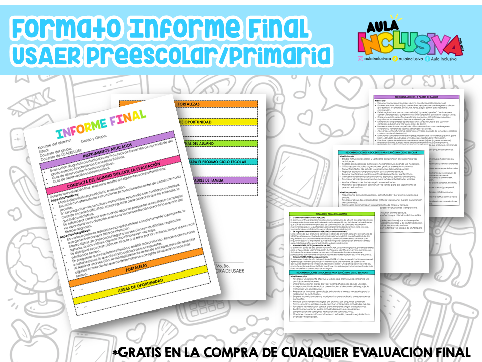 Evaluación Final USAER 1° Primaria