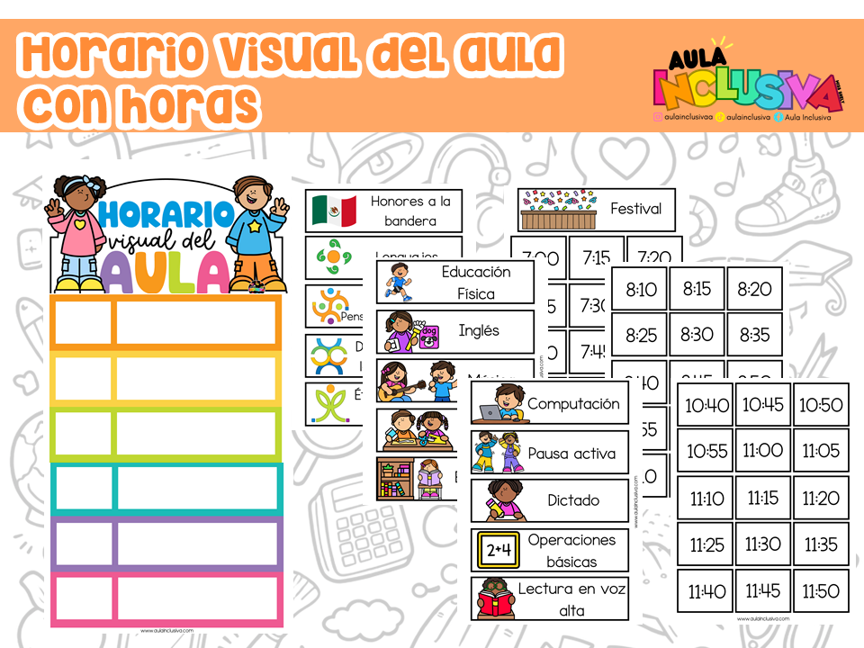 AGENDA VISUAL | HORARIO VISUAL DEL AULA CON HORAS